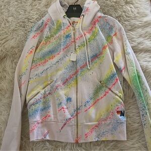 Aviator nation Artist Collection Hand Painted zip pocket hoodie unisex Size XS